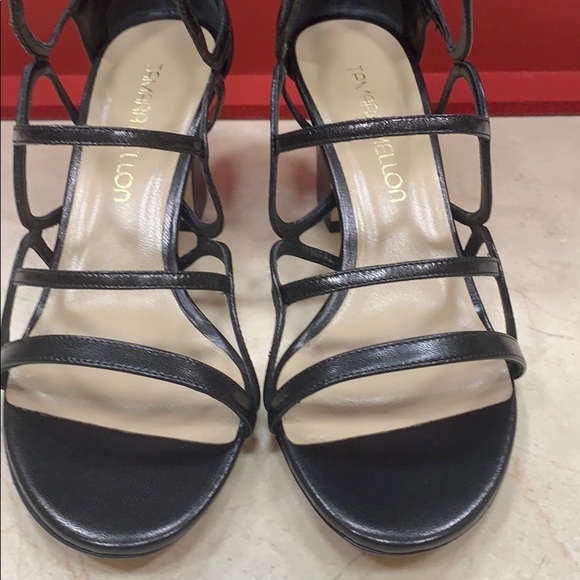 TAMARA MELLON ORION 75mm BLACK LEATHER SANDALS SIZE EU 8 - Picture 5 of 9